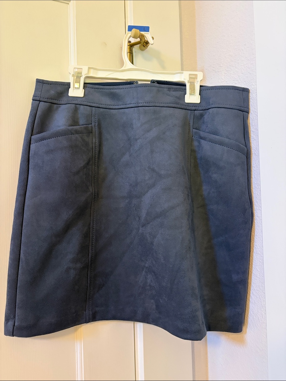 LOFT Navy Suede-Look Mini Skirt